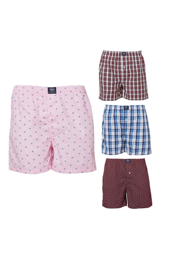 - Men's Boxer Shorts, Comfortable Cotton Boxers, 100% Cotton Print and Plaid Multicolor Boxers For Men, Multi Pack - 2X-Large
