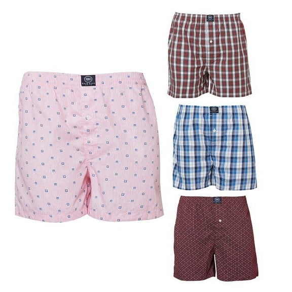 Badger Smith - Men's Boxer Shorts, Comfortable Cotton Boxers, 100% Cotton Print and Plaid Multicolor Boxers For Men, Multi Pack - Large