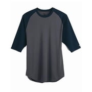 B-Core Three-Quarter Sleeve Baseball T-Shirt - 2XL / Graphite/ Gold by Badger
