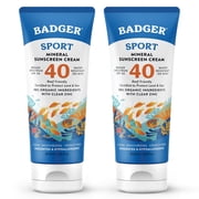 Badger Sport Mineral Sunscreen, SPF 40, 2.9 fl oz, 2 Pack