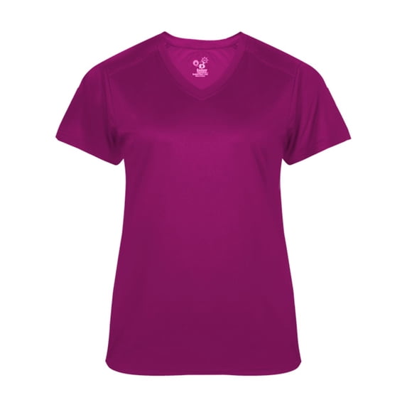 Badger Ultimate SoftLock Womens V-Neck T-Shirt, Hot Pink - Extra Large