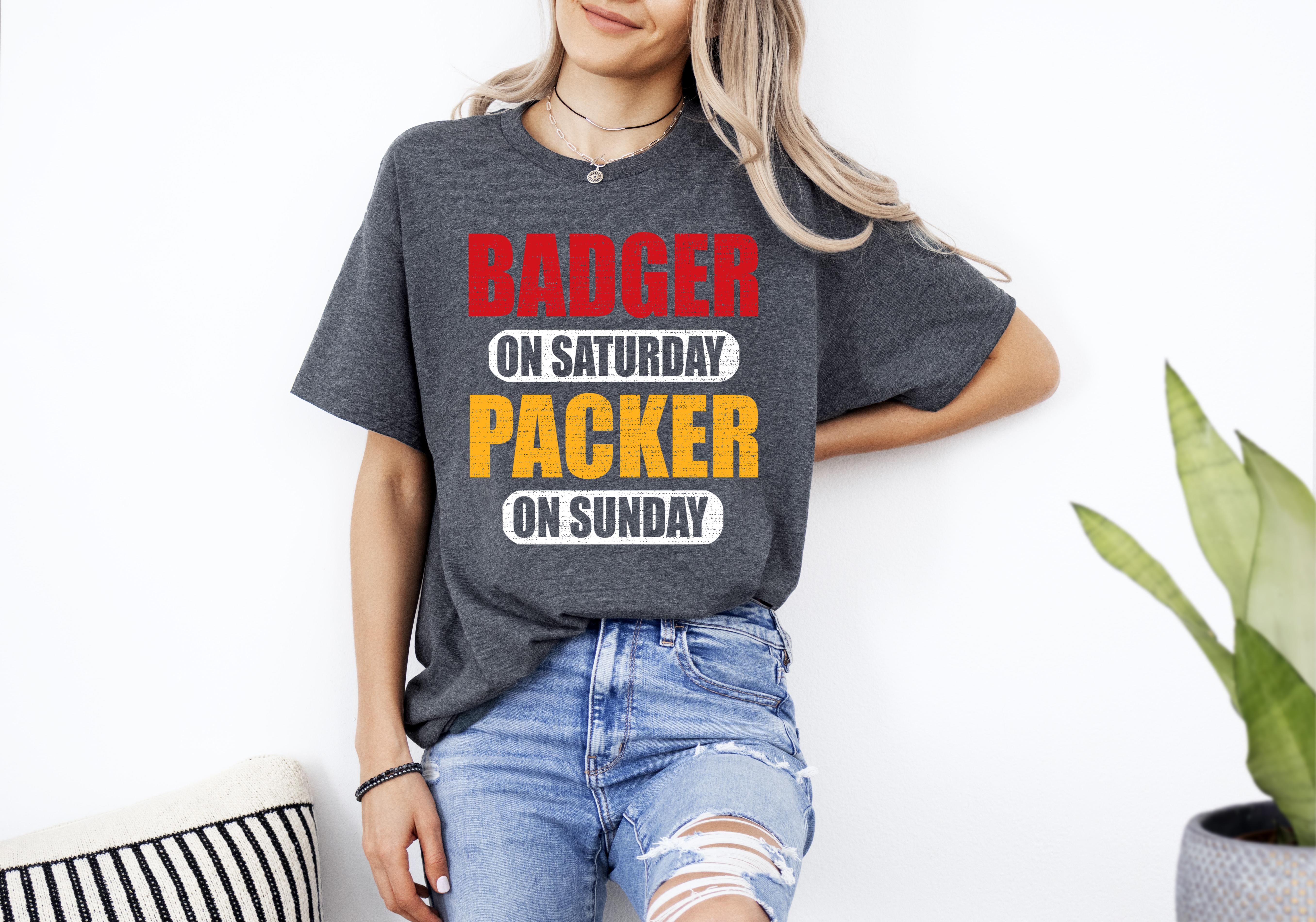 Badgerr On Saturday Packer On Sunday Funny Vintage Green Bay Shirt Gift