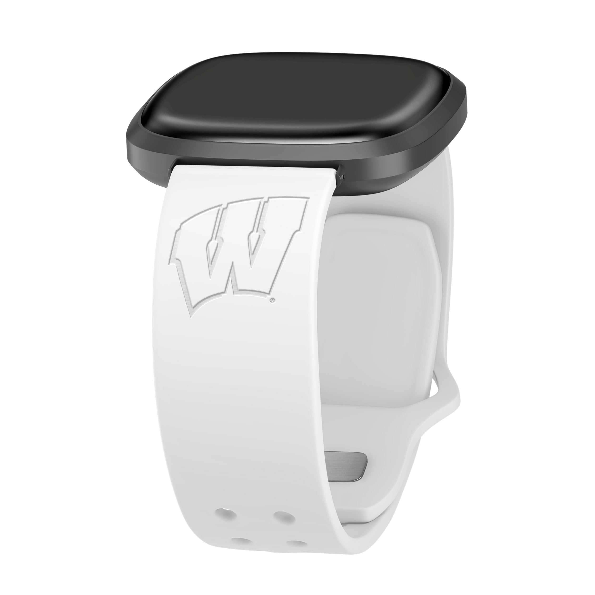 Badgers Engraved Silicone Unisex Watch Band for Fitbit Versa 3 and Sense (White) by Affinity Bands