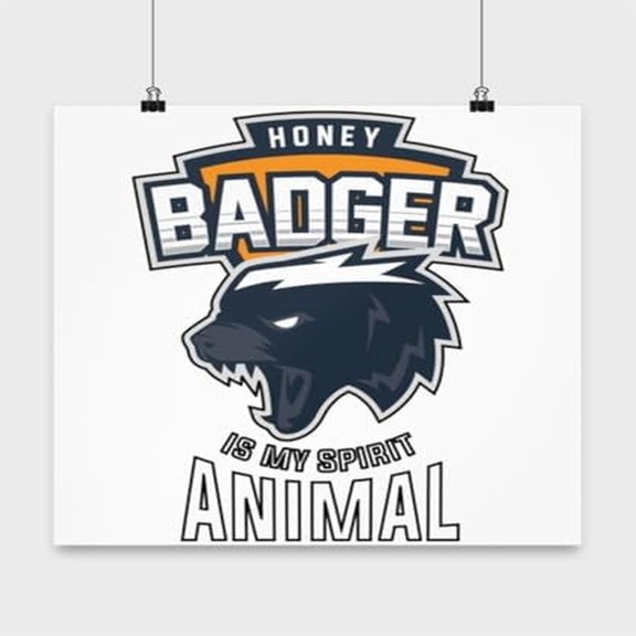 Badgers Poster, Honey Badger Is My Spirit Animal, Tough Animal Wall Art Gift, White 13x13in Poster