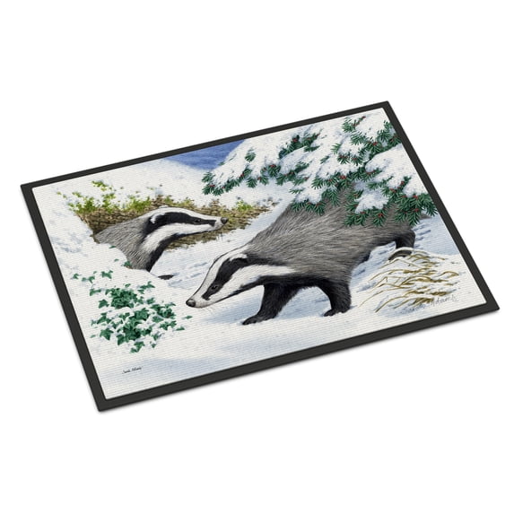 Badgers in the snow Door Mat