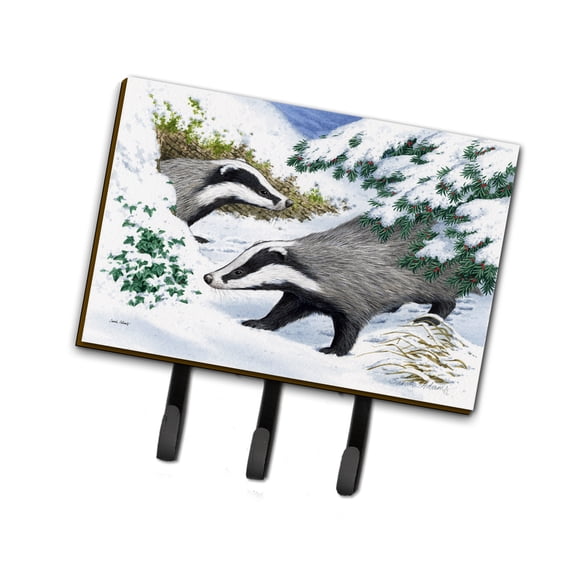 Badgers in the snow Leash or Key Holder