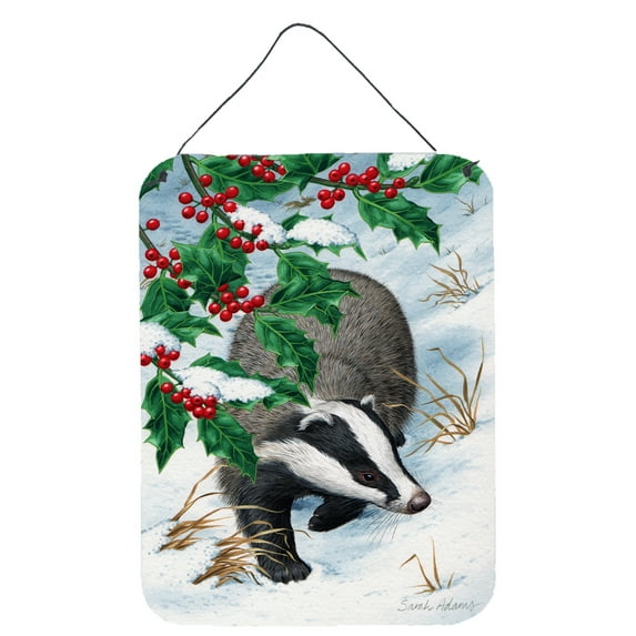 Badgers with Holly Berries Wall or Door Hanging Prints