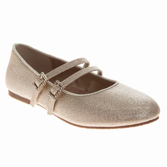 Badgley Mischka Ballerinas Shoes Girls, Elegant Stylish Dressy Comfort Fit Ankle Strap formal Wear (Little Kid Big Kid), Gold, Size: 13