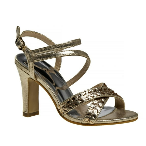 Badgley Mischka Big Girls Dress Heel Sandals, Gold, 13