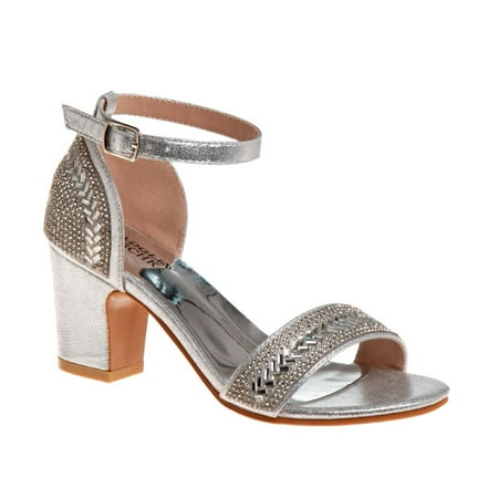 Badgley Mischka Big Kids Formal Sandals Hig Heels - Silver , Size: 6