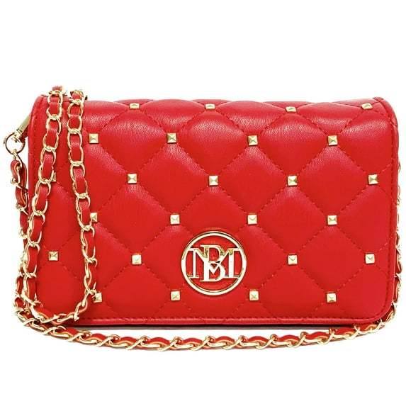 Badgley Mischka Diamond Quilted Red Crossbody Bag