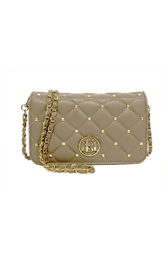 Diamond Quilted Taupe Crossbody Bag