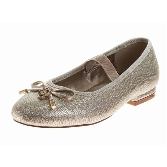 Badgley Mischka Dress Shoes for Girls Elegant Glitter Finish Classic formal (Little Kids Big Kids), Gold, Size: 12