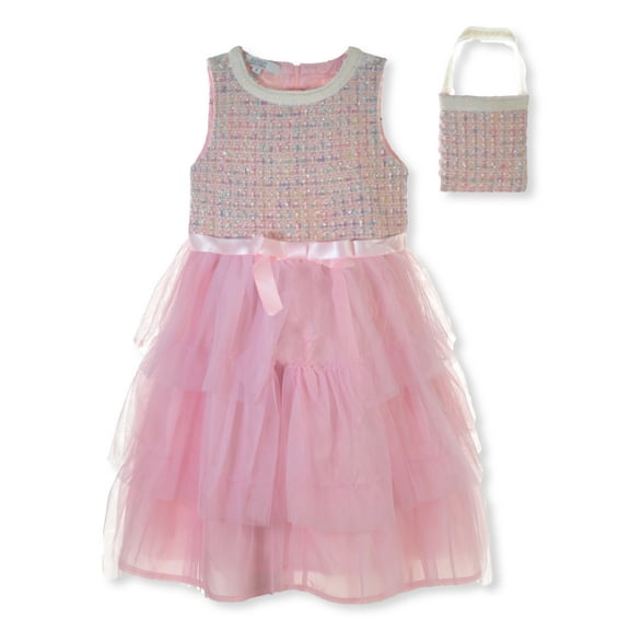Badgley Mischka Girls' 2-Piece Handbag Dress Set Outfit Color: coral Size: 3t
