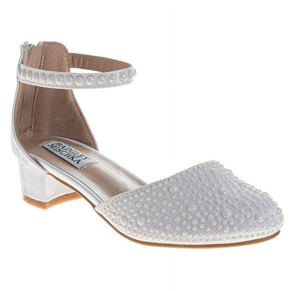 Badgley Mischka Girls Ankle Strap Dress Shoes. (Toddler Little Kids), White, Size: 3