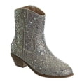 thumbnail image 1 of Badgley Mischka Girls Glittery Low Heel Dress Boots. (Little Kids Big Kids), Silver, 13, 1 of 9