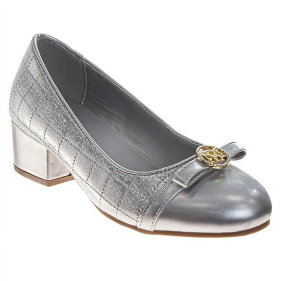Badgley Mischka Girls Dress Shoes (Little Kids, Sizes 11–4), Silver, Size: 13