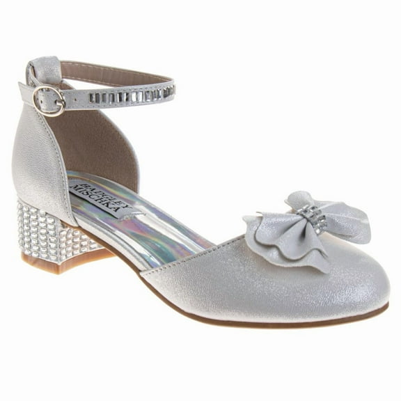 Badgley Mischka Girls Dress Shoes (Little Kids, Sizes 12–4) , Silver, Size: 3