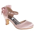 thumbnail image 1 of Badgley Mischka Girls Heel Dress Shoes, Pink Satin, 3, 1 of 6