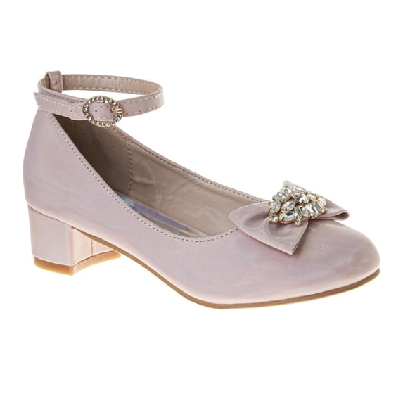 Badgley Mischka Girls Low Heeled Dress Pumps. (Little Kids Big Kids)Pink, Size: 12