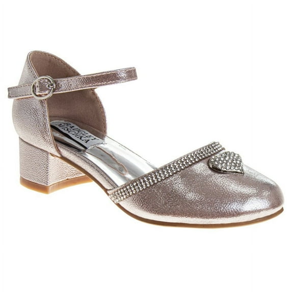 Badgley Mischka Girls Low Heeled Dress Shoes. (Little Kids Big Kids)Pink, Size: 11