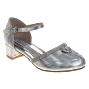 Badgley Mischka Girls Low Heeled Dress Shoes. Little Kids Big KidsSilver Hologarphic, Size 10