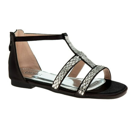 Badgley Mischka Girls' Sandals - Black, Size: 12