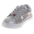 thumbnail image 1 of Badgley Mischka Glitter Stars Lace Up Sneakers Girls, Glamorous Fashion forward  (Little Kid Big Kid), Silver, Size: 11, 1 of 9