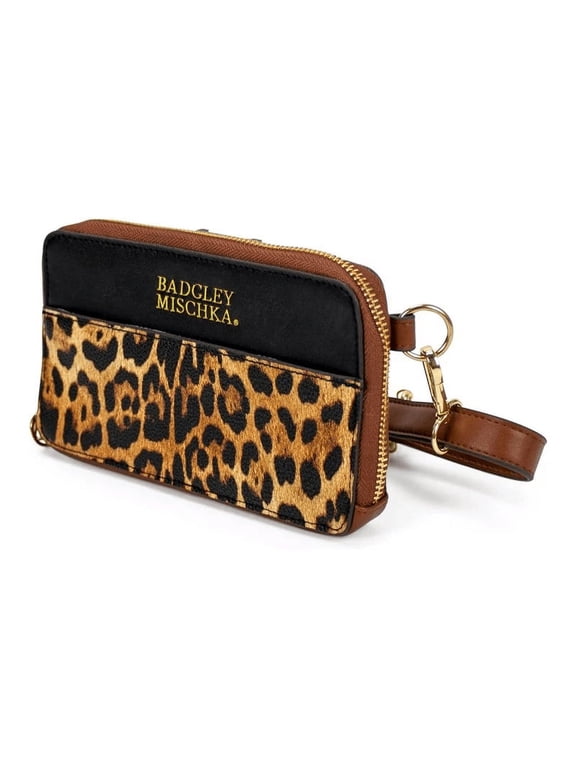 Leopard Vegan Leather Fabric Belt Bag in Brown