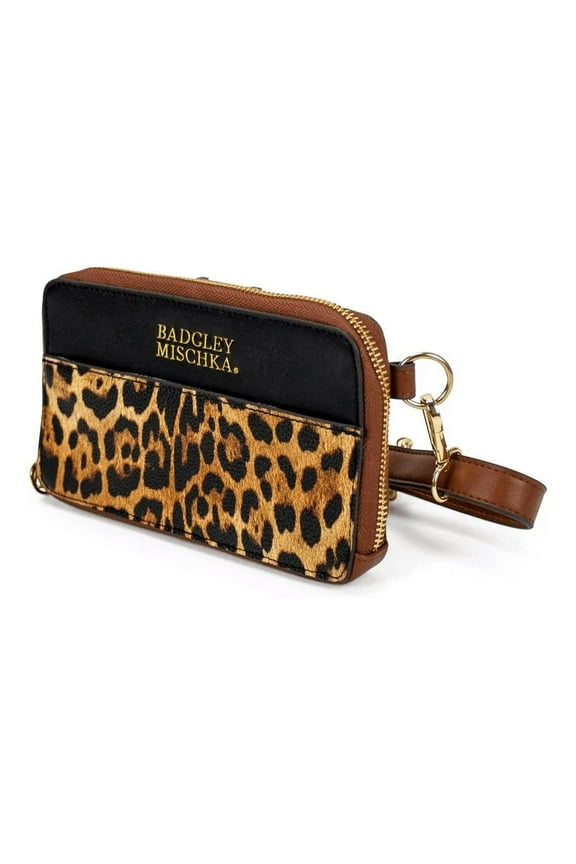 Leopard Vegan Leather Fabric Belt Bag in Brown
