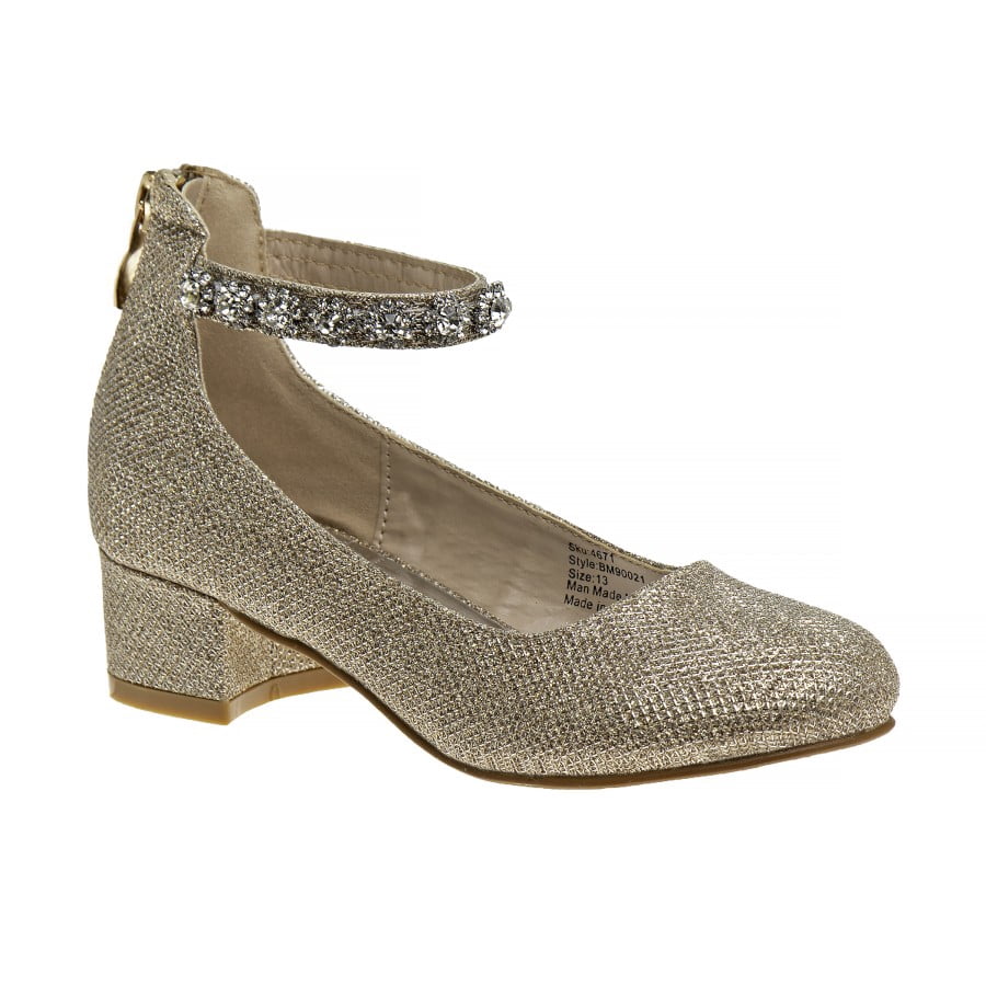 Badgley Mischka Little Kids Girls Block Heel Dress Shoes, Champagne, 12