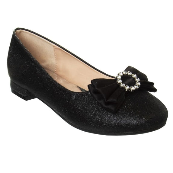 Badgley Mischka Low Heeled Ballerinas (Little Kid Sizes), Black Shimmer, 1