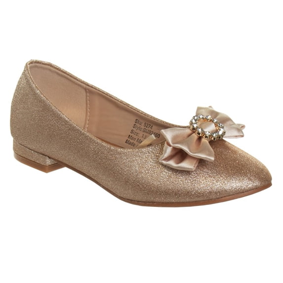 Badgley Mischka Low Heeled Ballerinas (Little Kid Sizes), Rose Gold Shimmer, 13