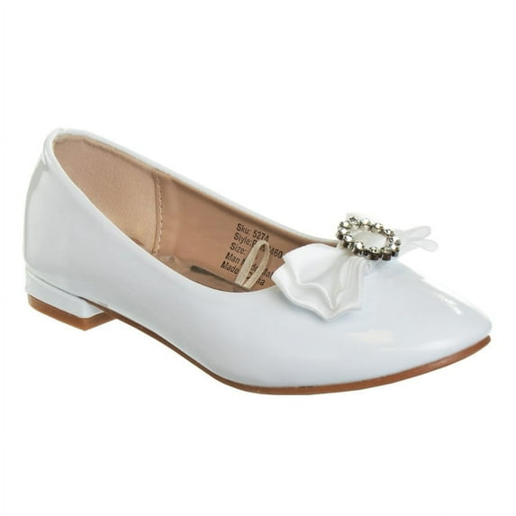 Badgley Mischka Low Heeled Ballerinas (Little Kid Sizes), White Patent, 13