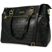 Badgley Mischka Women's Madalyn Vegan Leather Unisex Travel Tote Weekender Duffle Bag (Black)