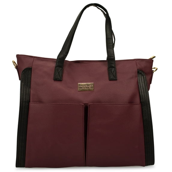Badgley Mischka Women's Rose Vegan Leather Travel Tote Weekender Duffle Bag (Merlot)