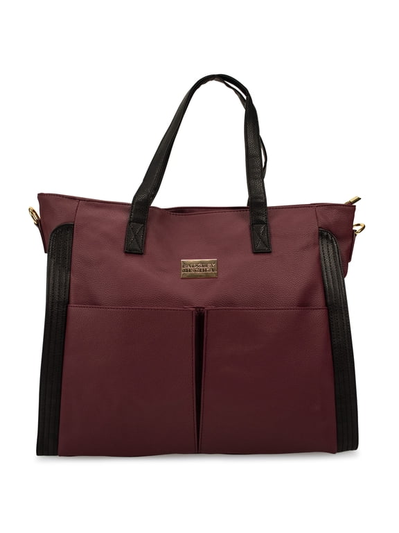 Women's Rose Vegan Leather Travel Tote Weekender Duffle Bag (Merlot)