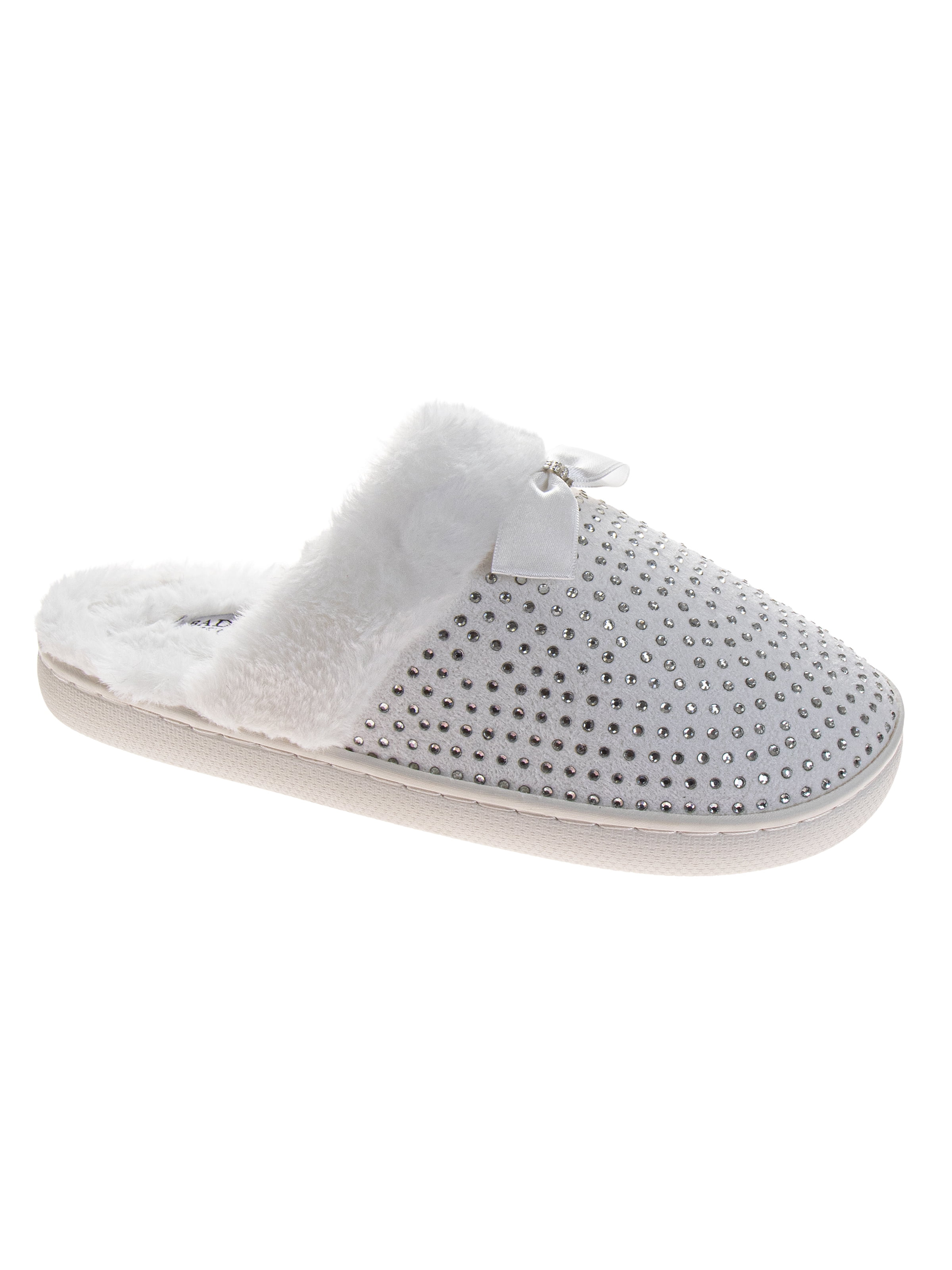 Badgley Mischka Women's Sparkly Slide On Bow Slippers