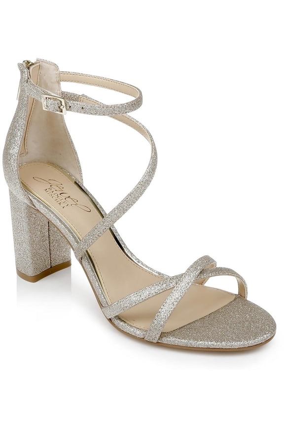 Womens Devorah Glitter Ankle Strap Block Heels