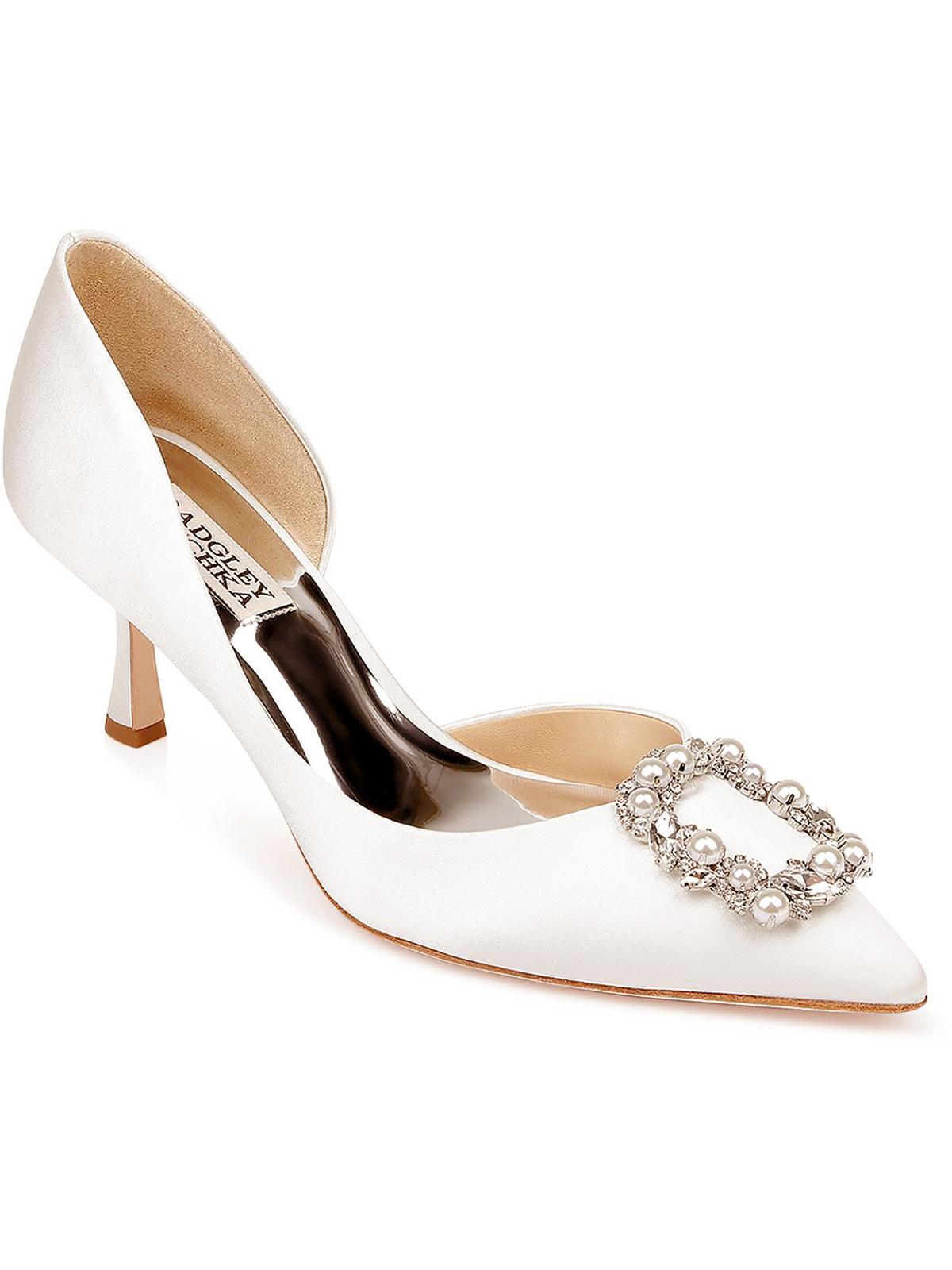 Badgley Mischka Womens Fabia Satin Embellished Pumps