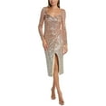 thumbnail image 1 of Badgley Mischka Womens Ombre Sequin Cocktail Dress, Nylon, 0, Gold, 1 of 4