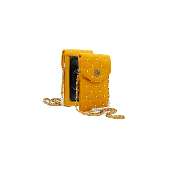 Badgley Mischka Yellow Pearls Strap Phone Case