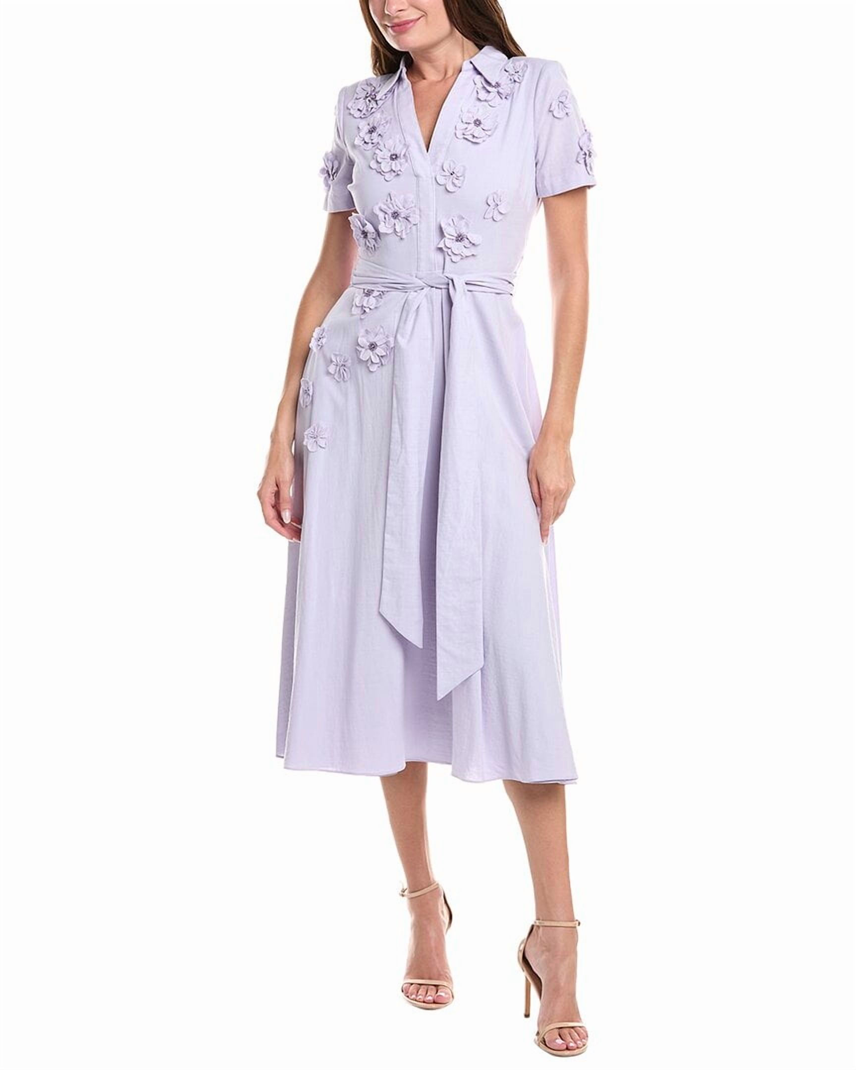 badgley mischka purple floral dress Badgley Mischka womens 3D Floral Midi Dress, 4, Purple