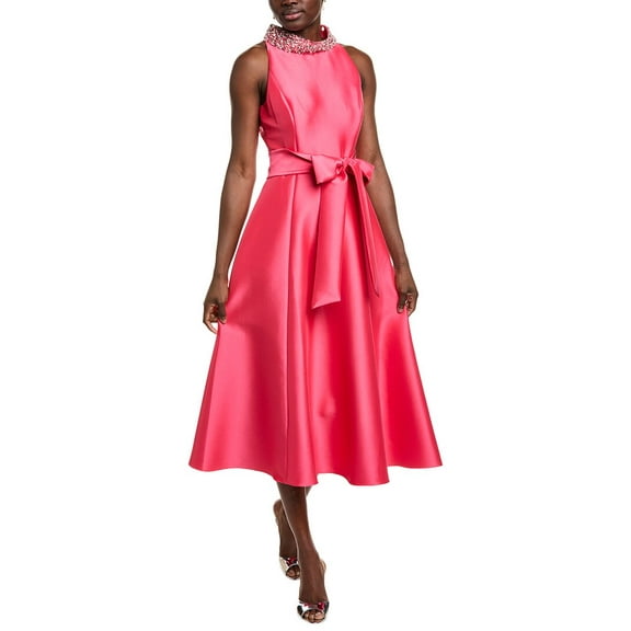 Badgley Mischka womens Beaded Mock Neck Gown, 0, Pink