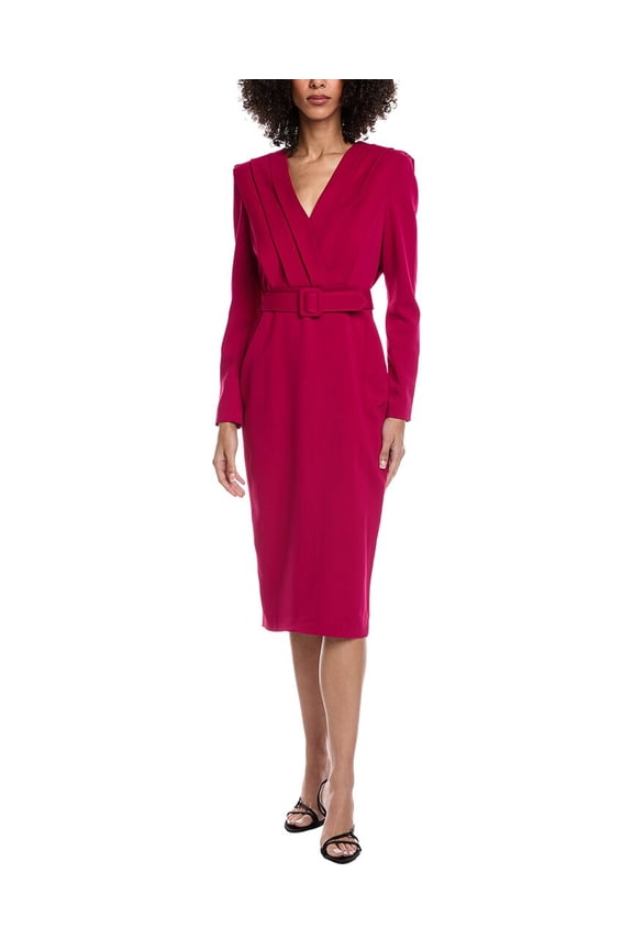 womens Belted Midi Dress, 4, Purple