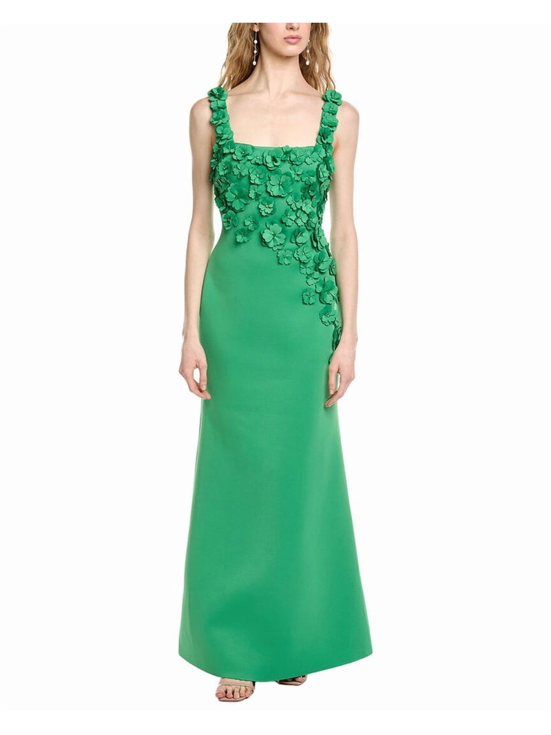 Badgley Mischka womens Cutout Appliques Gown, 16, Green