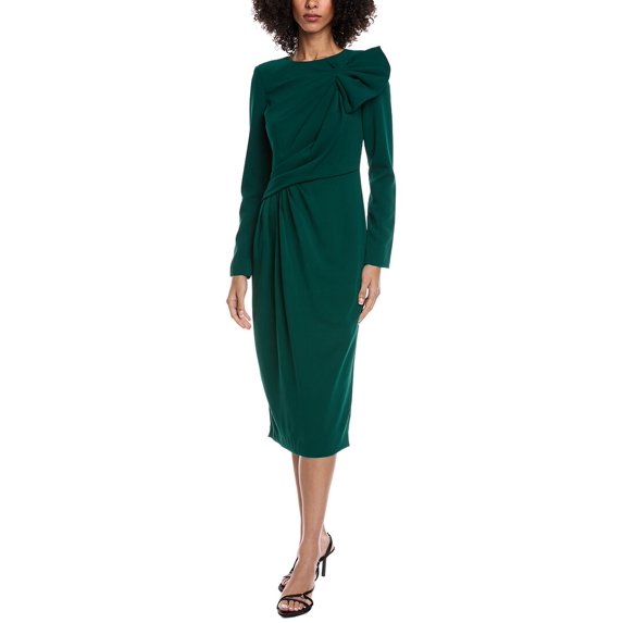 Badgley Mischka womens Draped Formal Midi Dress, 0, Green