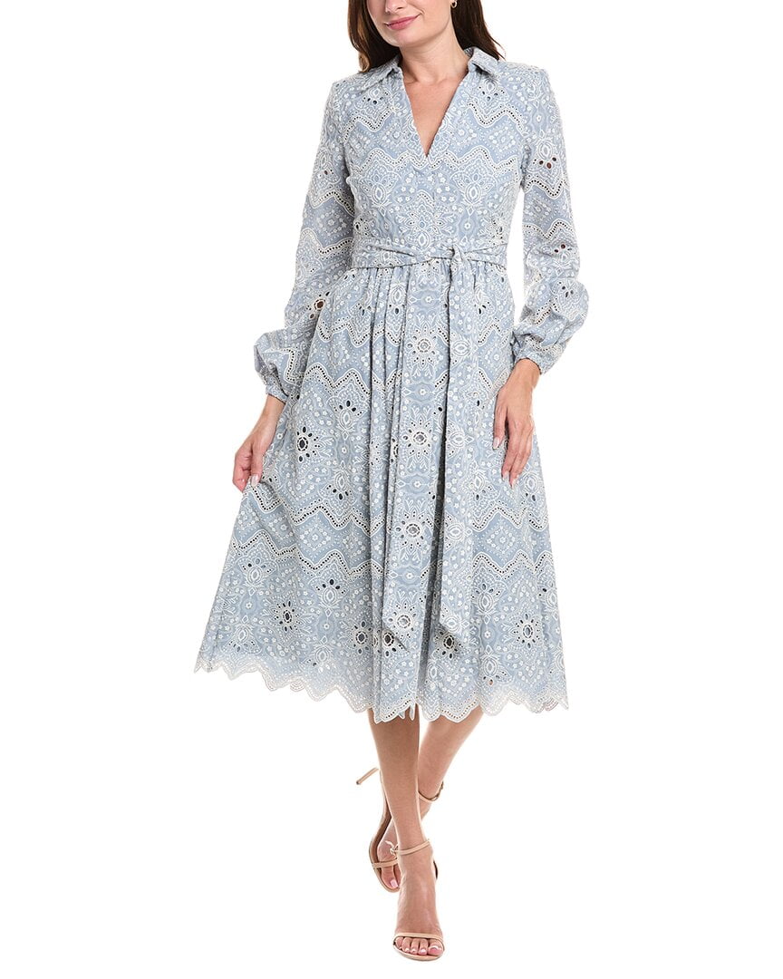badgley mischka embroidered dress Badgley Mischka Embroidered Midi Dress