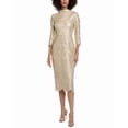 thumbnail image 1 of Badgley Mischka womens  Floral Embroidered Midi Dress, 0, Gold, 1 of 3