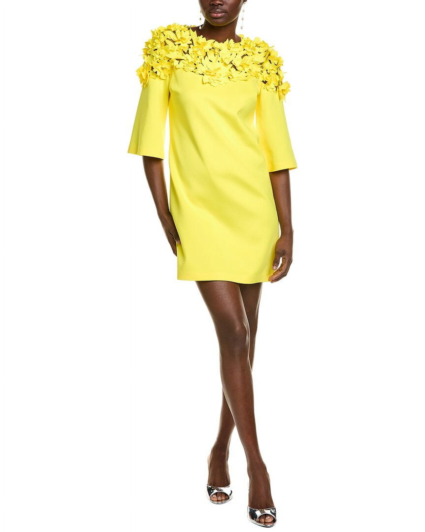 Badgley Mischka womens Floral Laser Cut Scuba Shift Dress, 0, Yellow -  Walmart.com